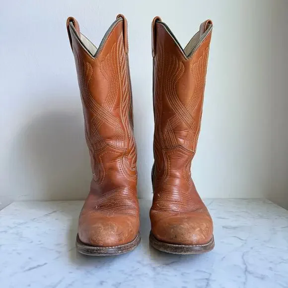 Knapp Vintage Brown Leather Western Cowgirl Boots Women’s Size 8D - Picture 4 of 9